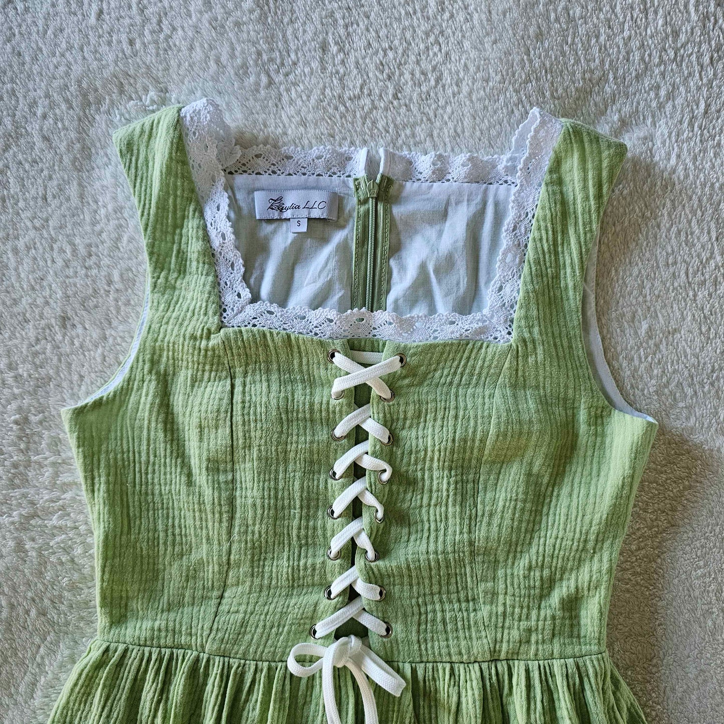 Fairy in the Woods Cottagecore Dress Green