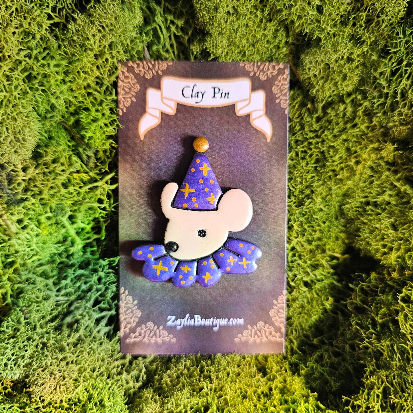 Whimsical Wizard Mouse Handmade Clay Pin