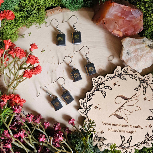 Witches Spellbook Tiny Earrings