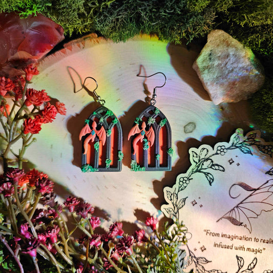 Dragon Dark Mossy Window Earrings #2