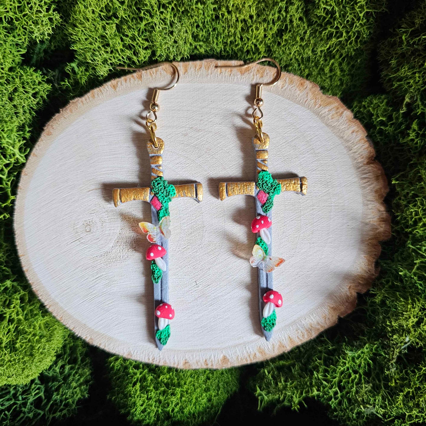 Mushroom Sword Clay Earrings