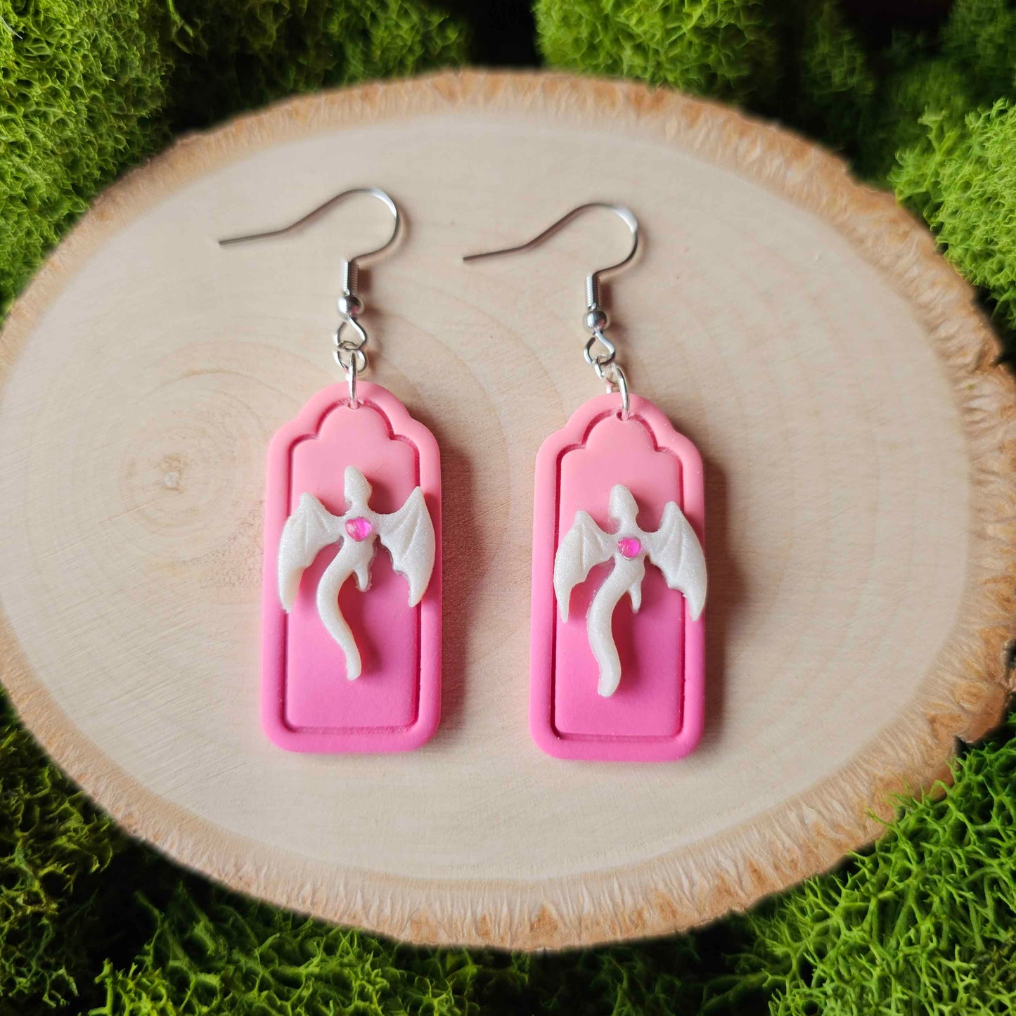 White Dragons Clay Earrings