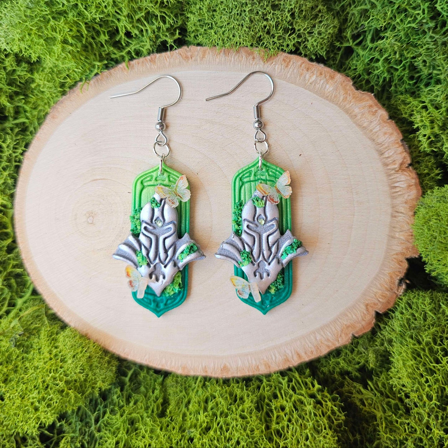 Forest-Dwelling Silver Knight Handmade Clay Earrings