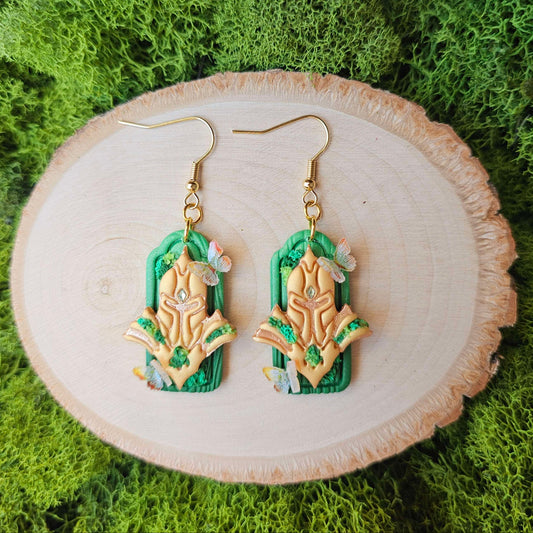 Forest-Dwelling Golden Knight Handmade Clay Earrings