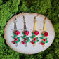 Red Floral Fantasy Sword Clay Earrings