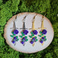 Purple Rose Floral Fantasy Sword Clay Earrings