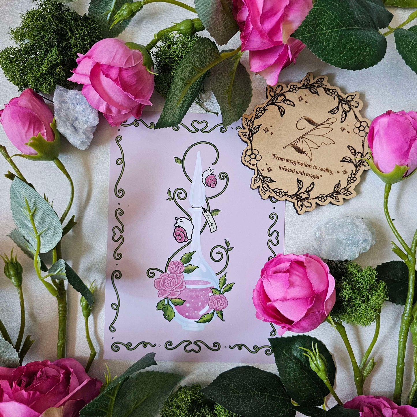 Rosewater Potion Bottle Art Print