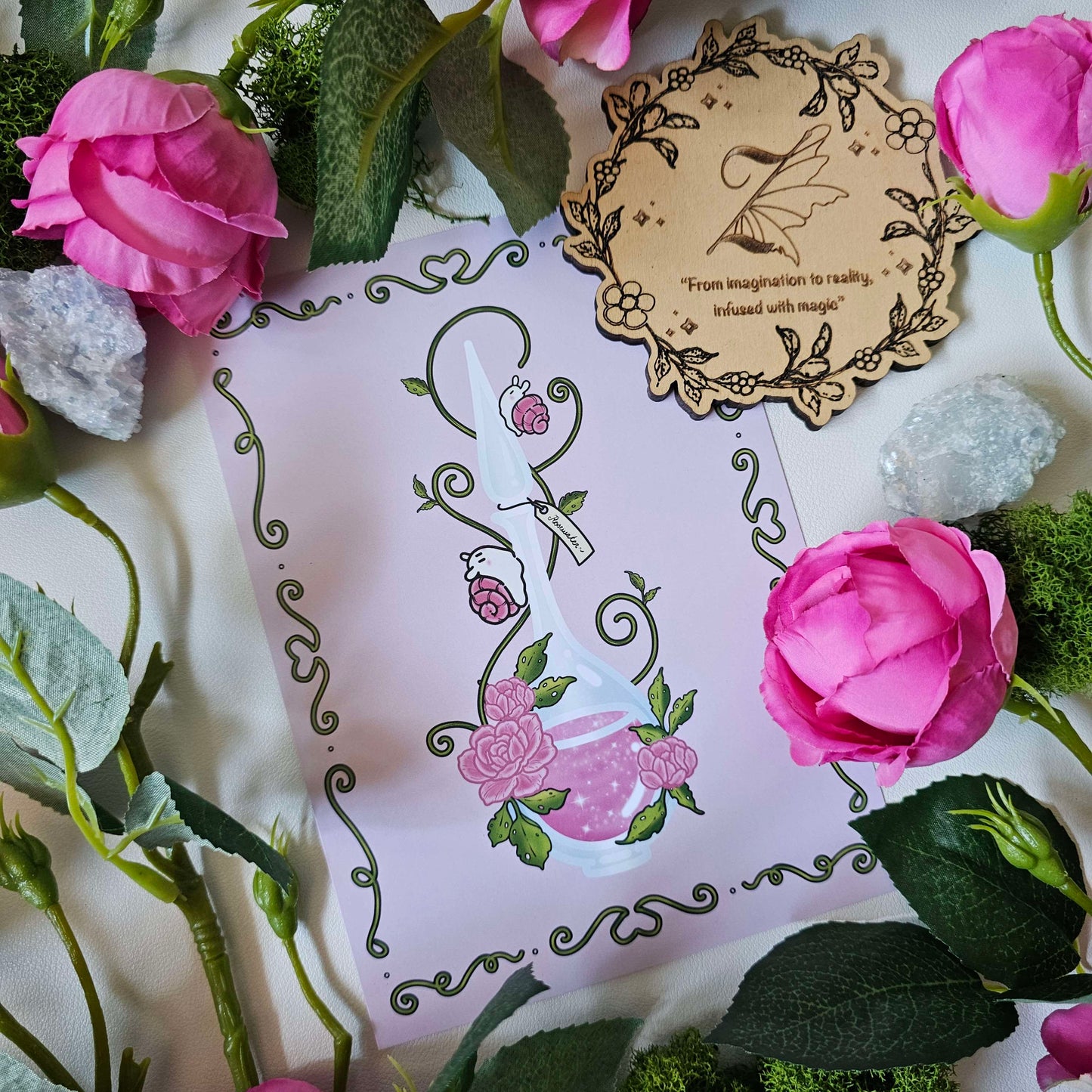 Rosewater Potion Bottle Art Print