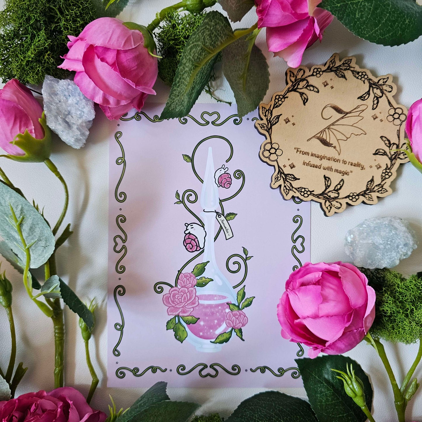 Rosewater Potion Bottle Art Print