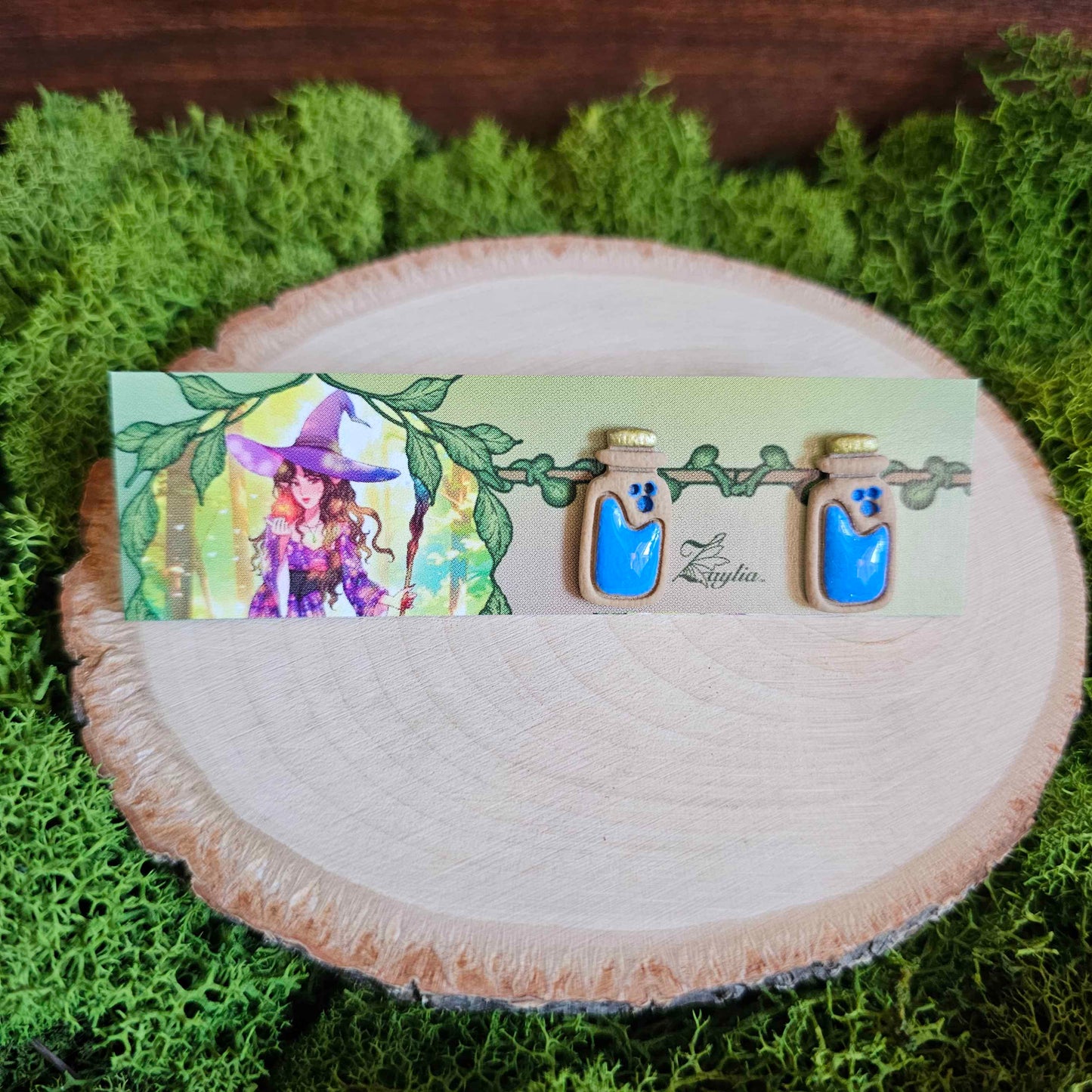 Blue Mana Potion Stud Clay Earrings