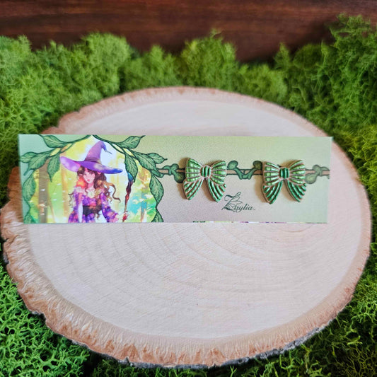 Cottagecore Green Bow Stud Clay Earrings