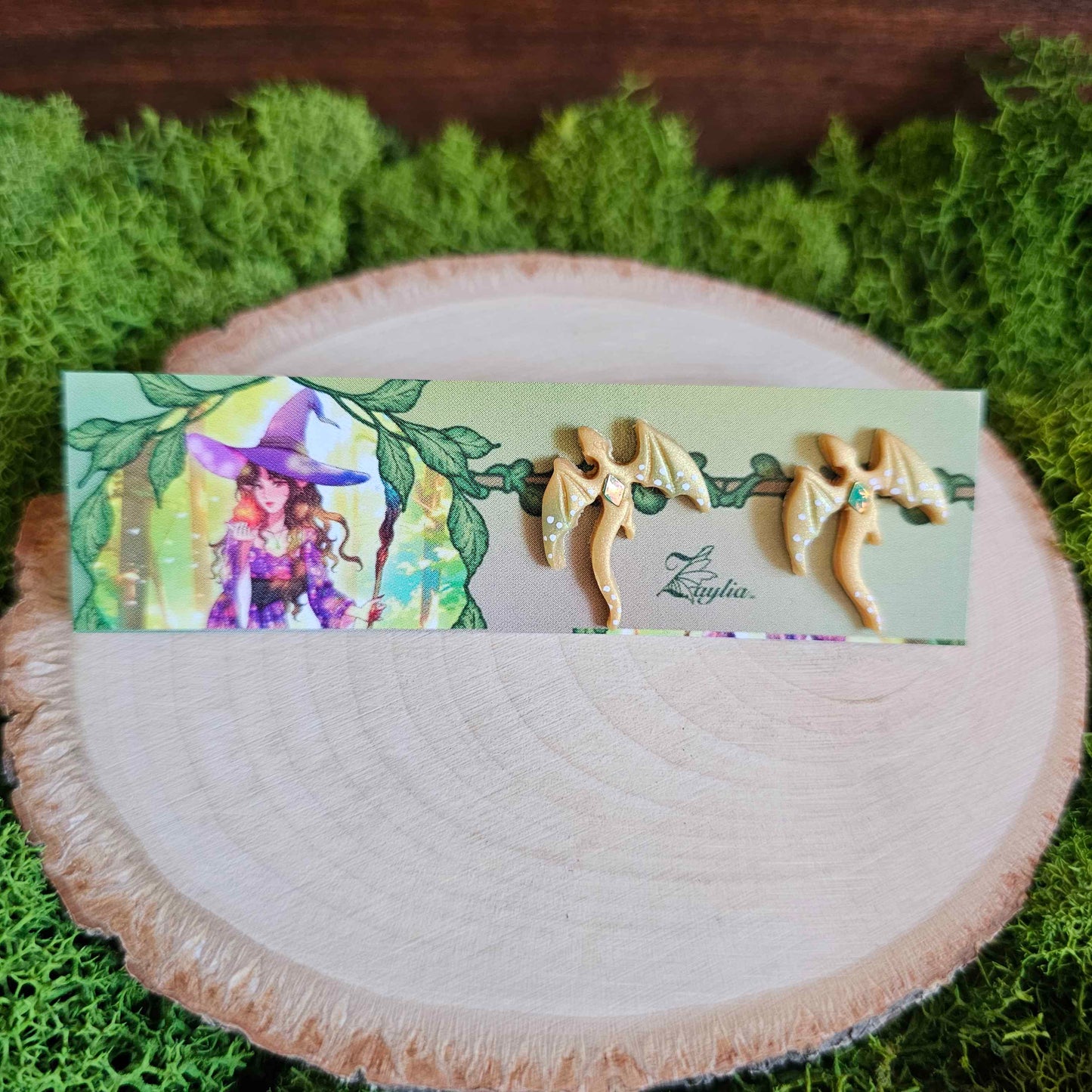 Golden Dragon Stud Clay Earrings