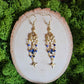 Vintage Style Art Nouveau Limited Edition Sodalite Beaded Gold Earrings