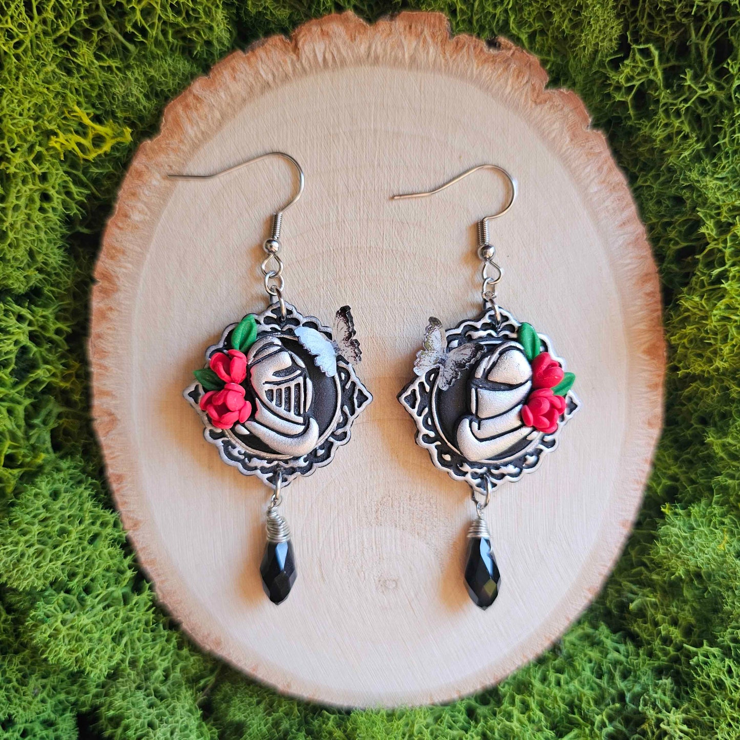 Medieval Knight Clay Earrings