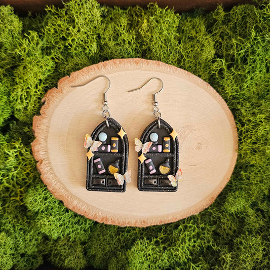 Bookshelf Handmade Clay Earrings