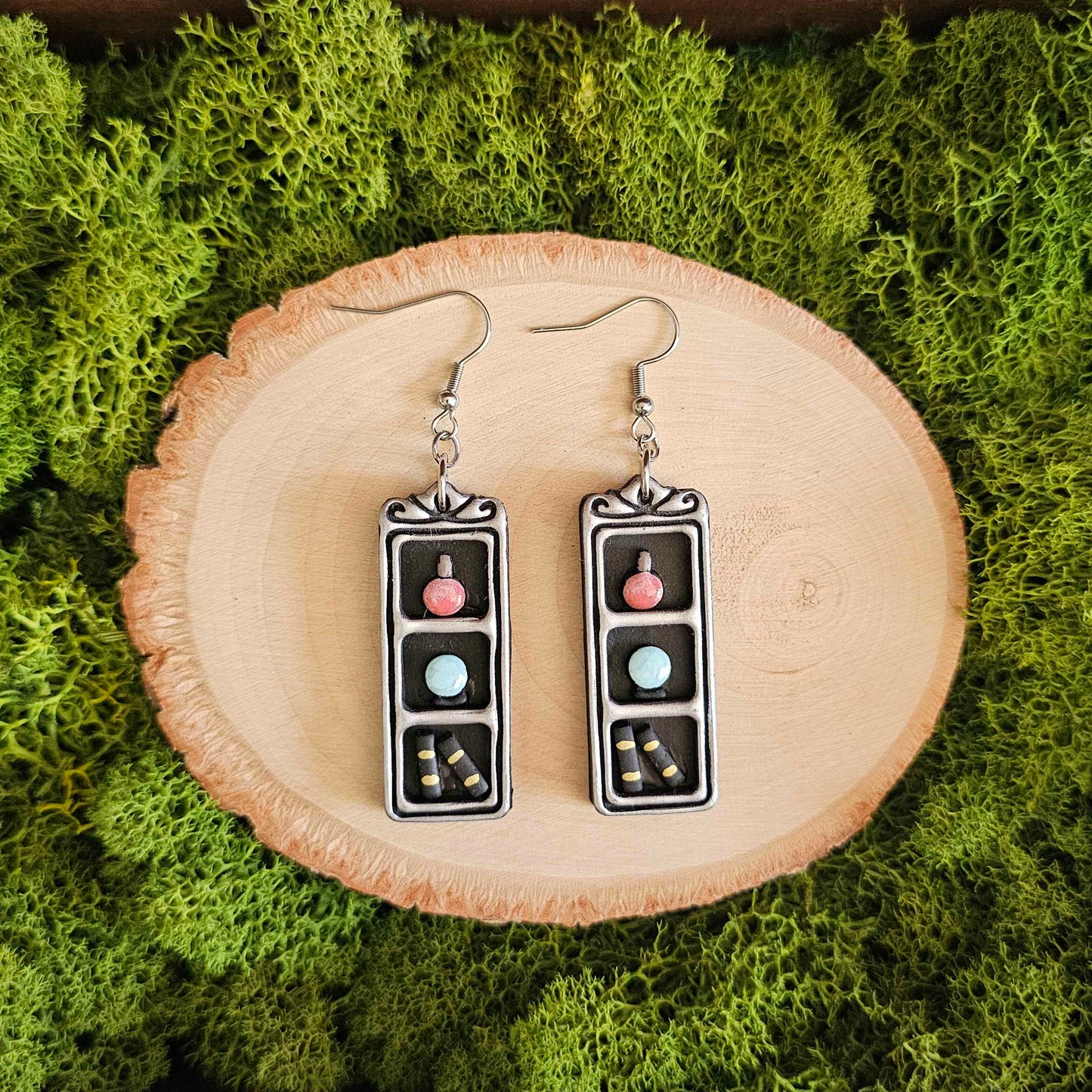Witches Bookshelf Handmade Clay Earrings