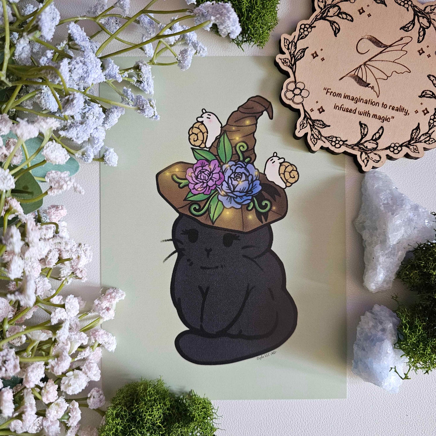 Witches Enchanted Cat Art Print