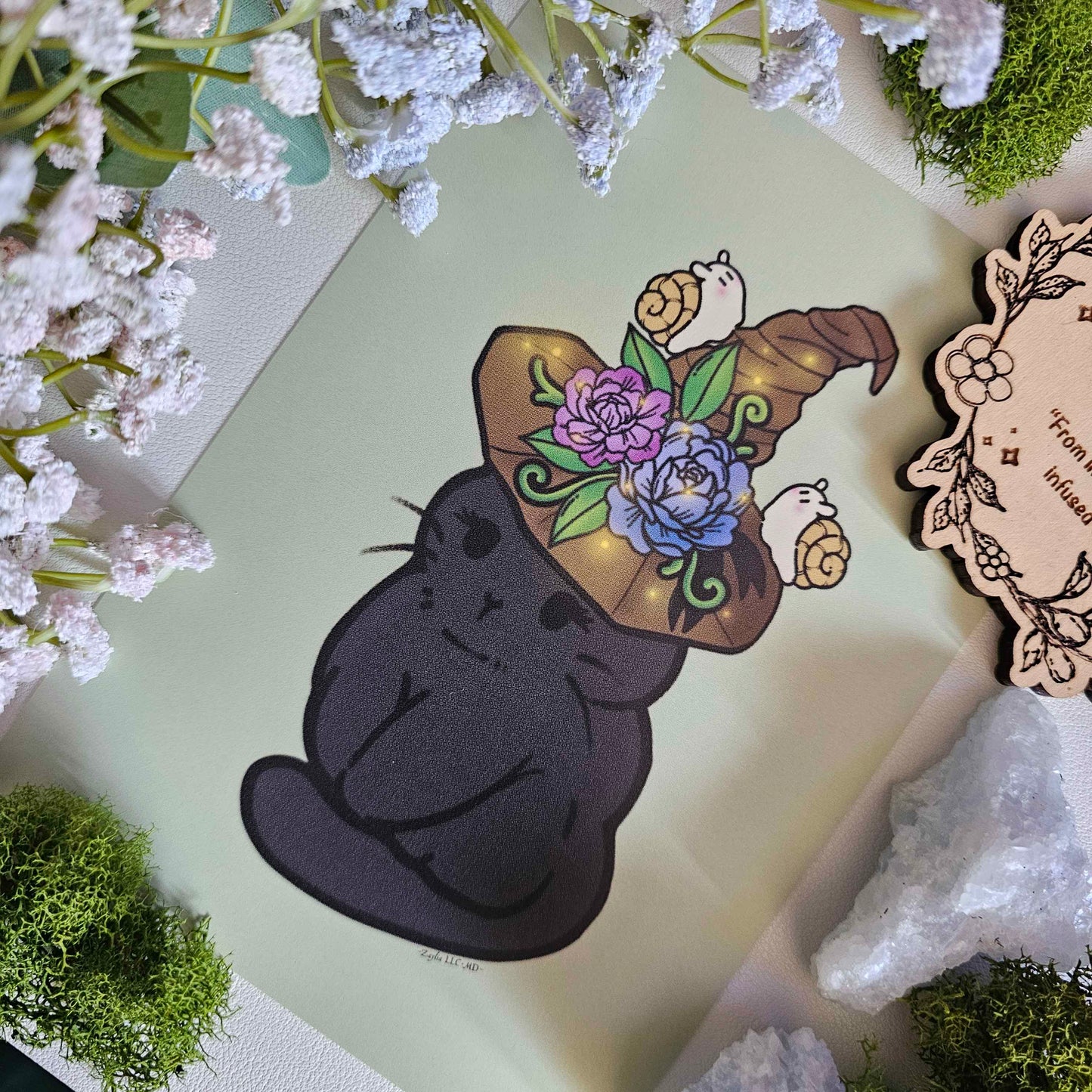 Witches Enchanted Cat Art Print