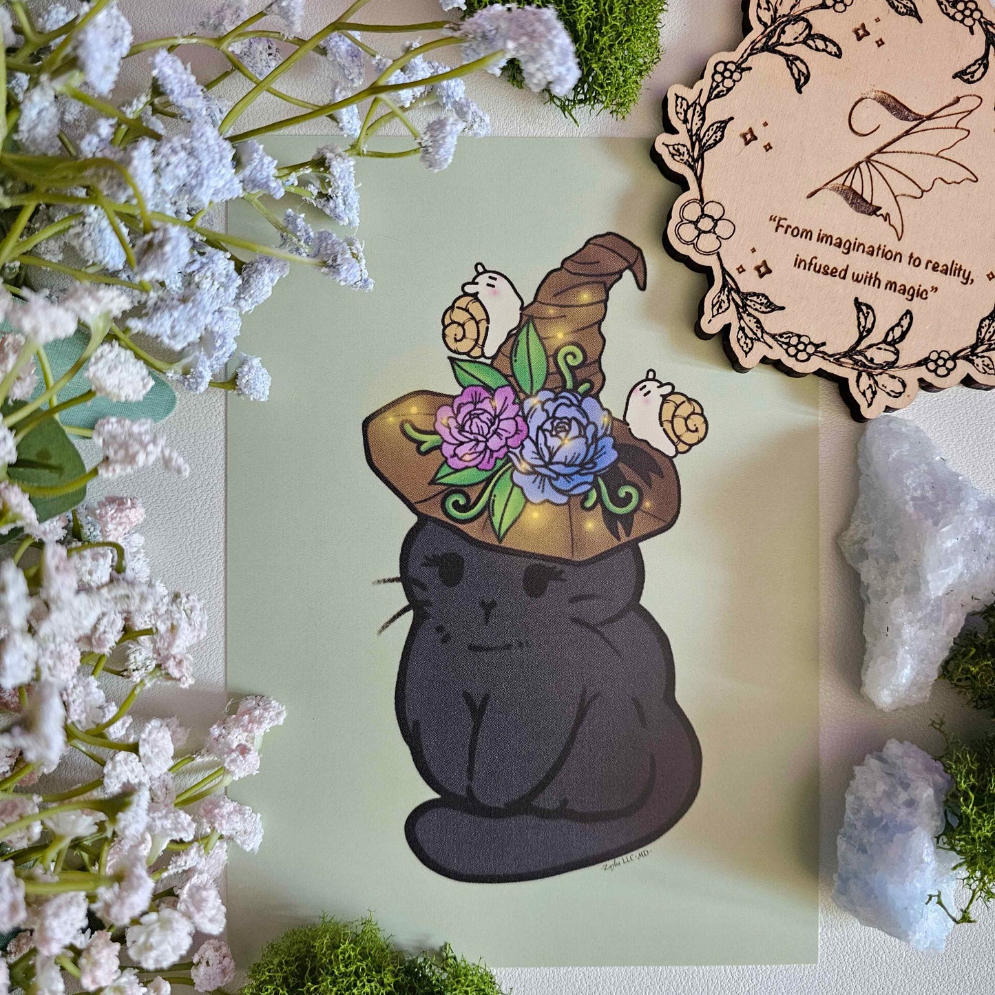 Witches Enchanted Cat Art Print
