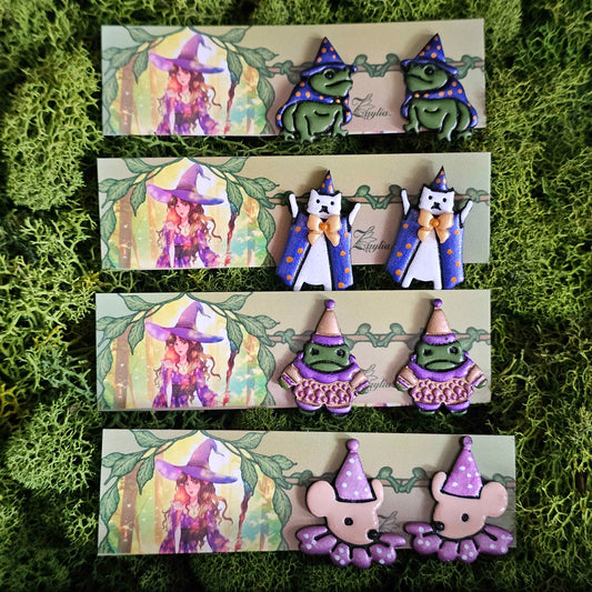 Whimsical Animal Stud Handmade Clay Earrings