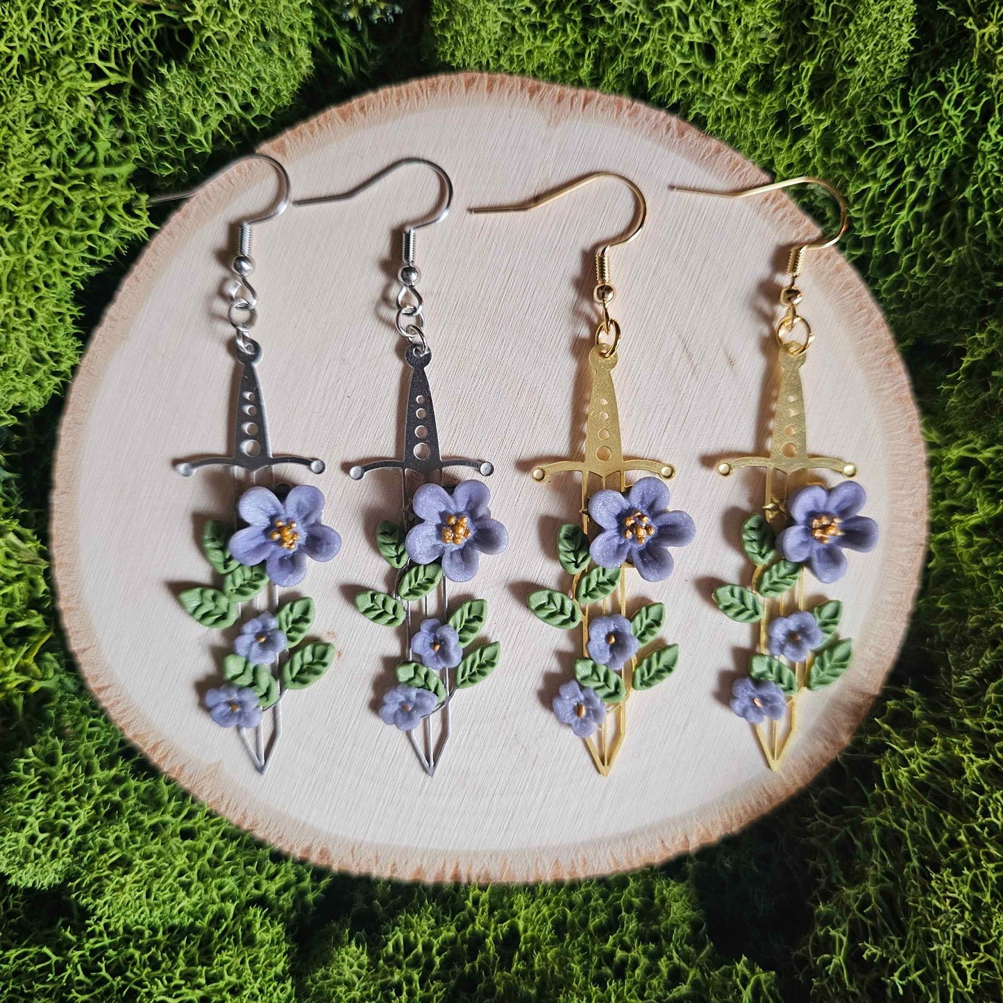 Light Purple Floral Sword Earrings