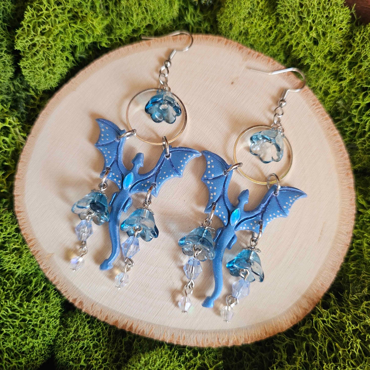 Blue Mystical Dragon Earrings