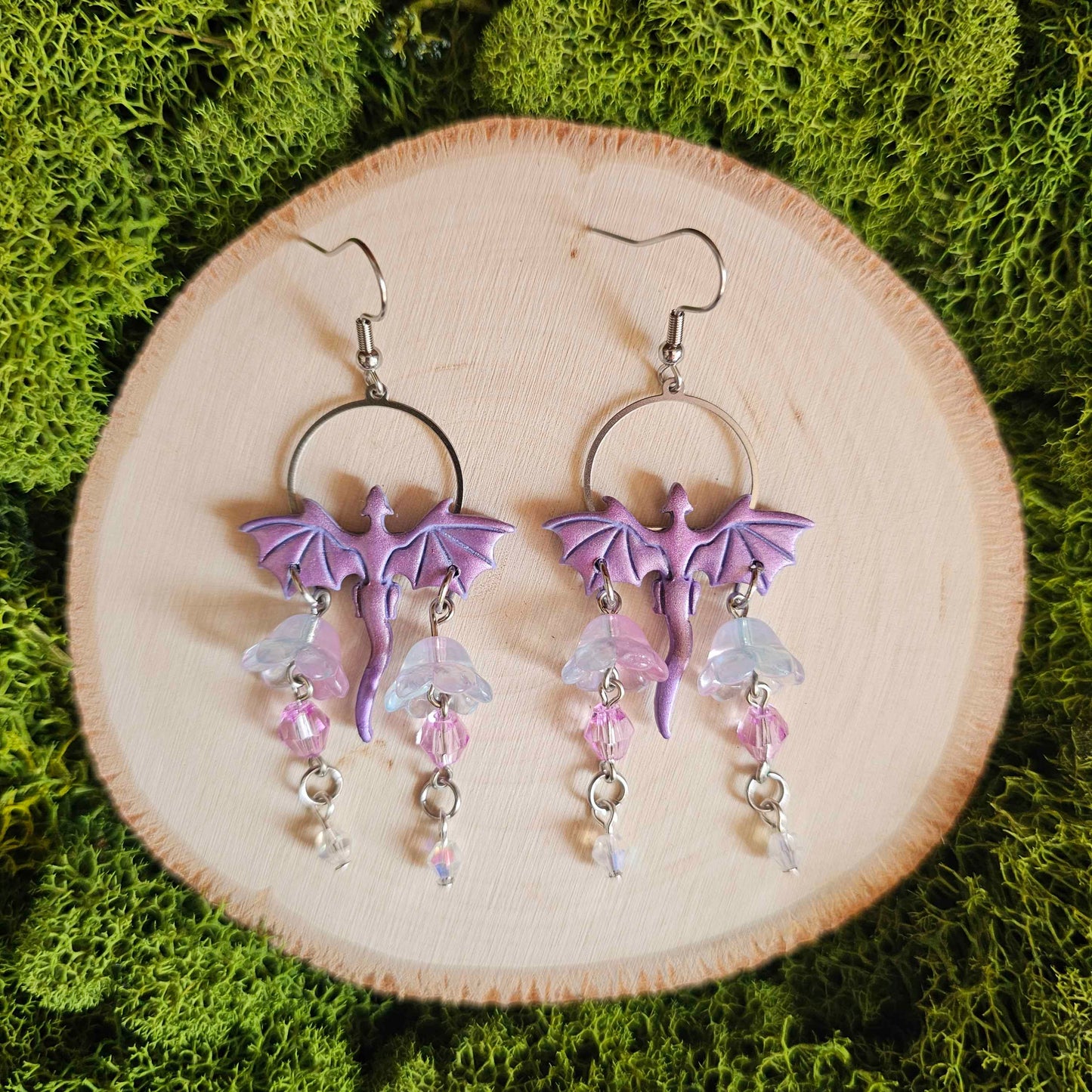Purple Mystical Dragon Earrings