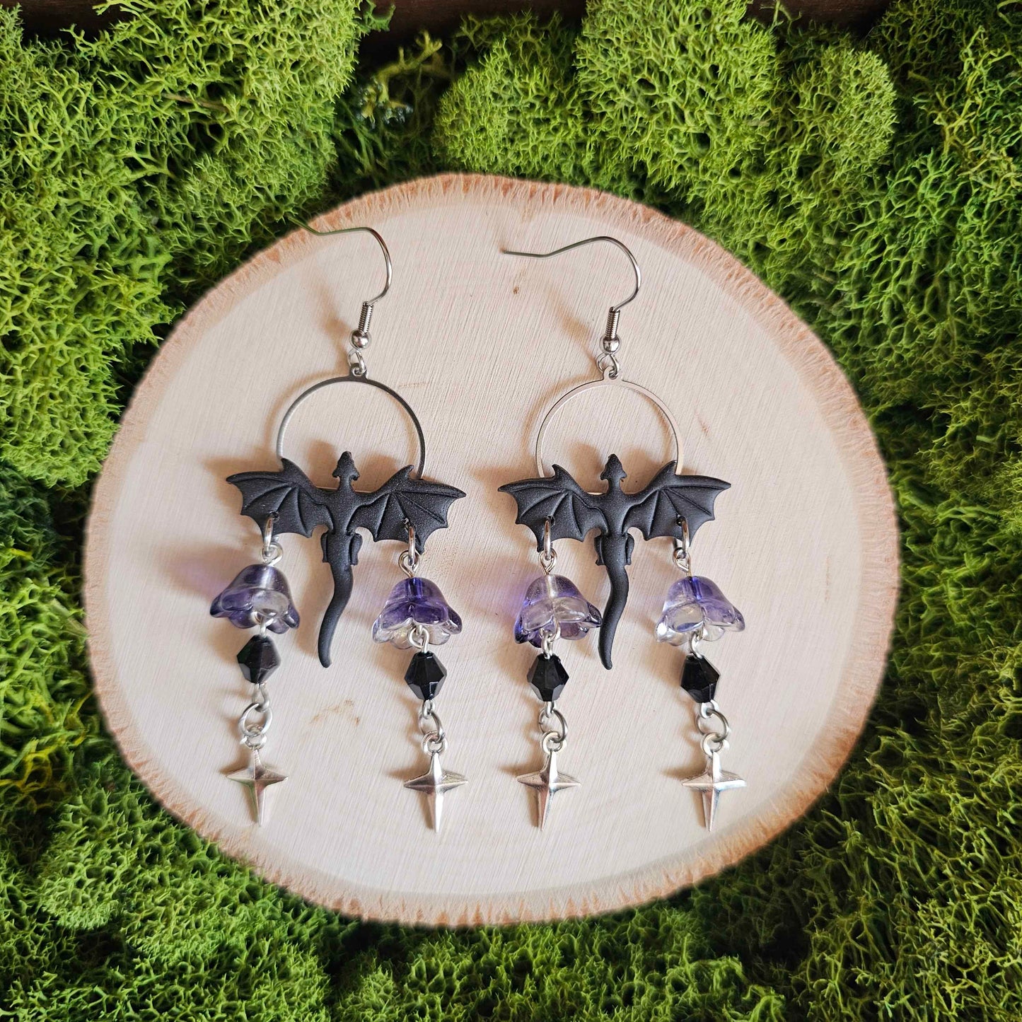 Black Mystical Dragon Earrings