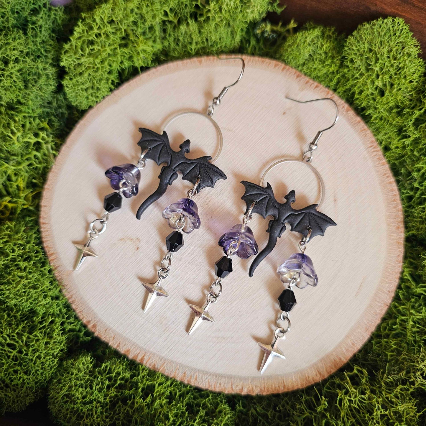 Black Mystical Dragon Earrings