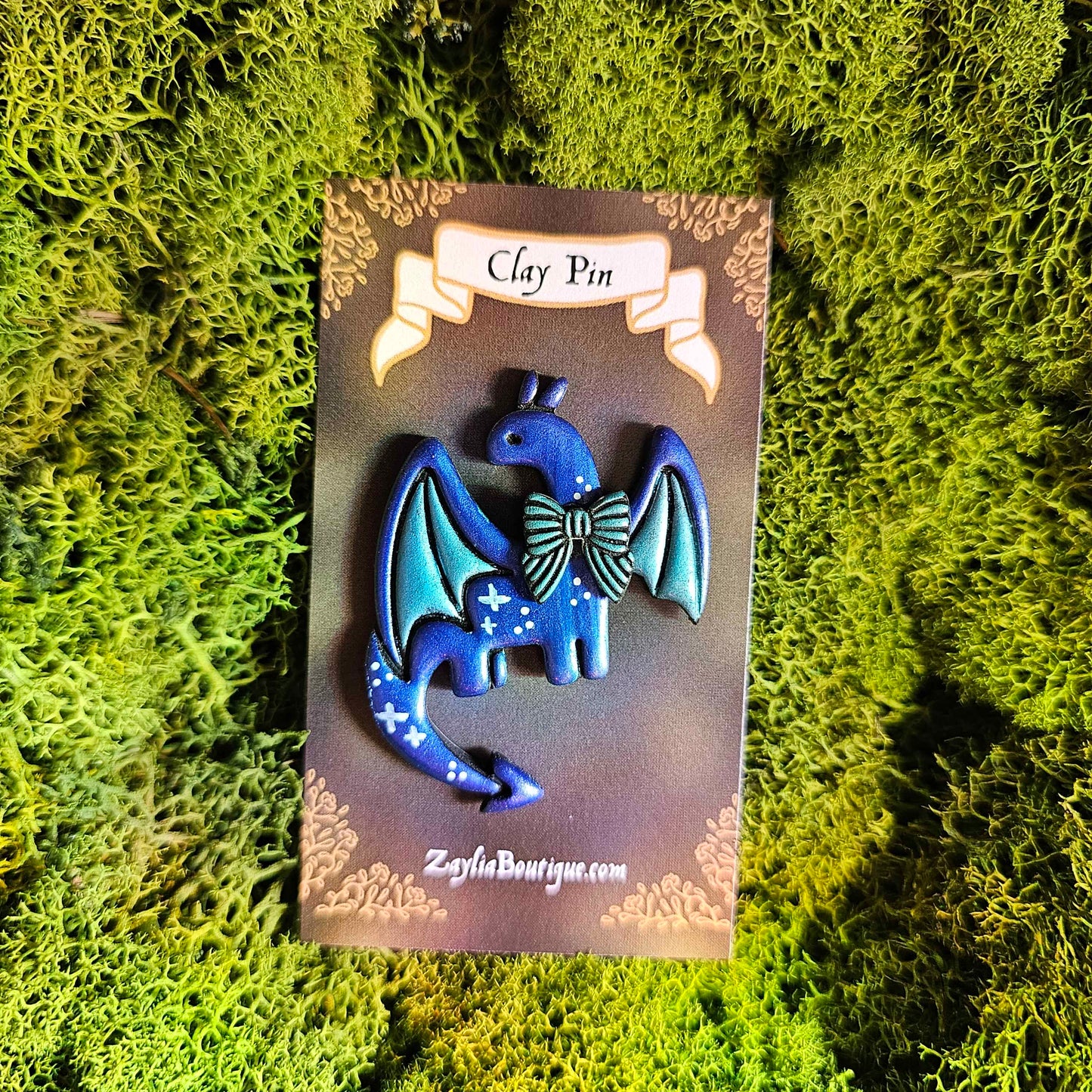 Whimsical Dragon Handmade Clay Pin