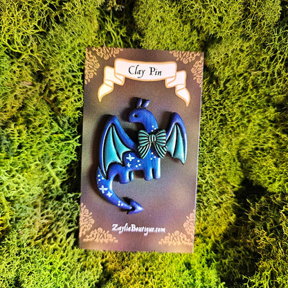 Whimsical Dragon Handmade Clay Pin