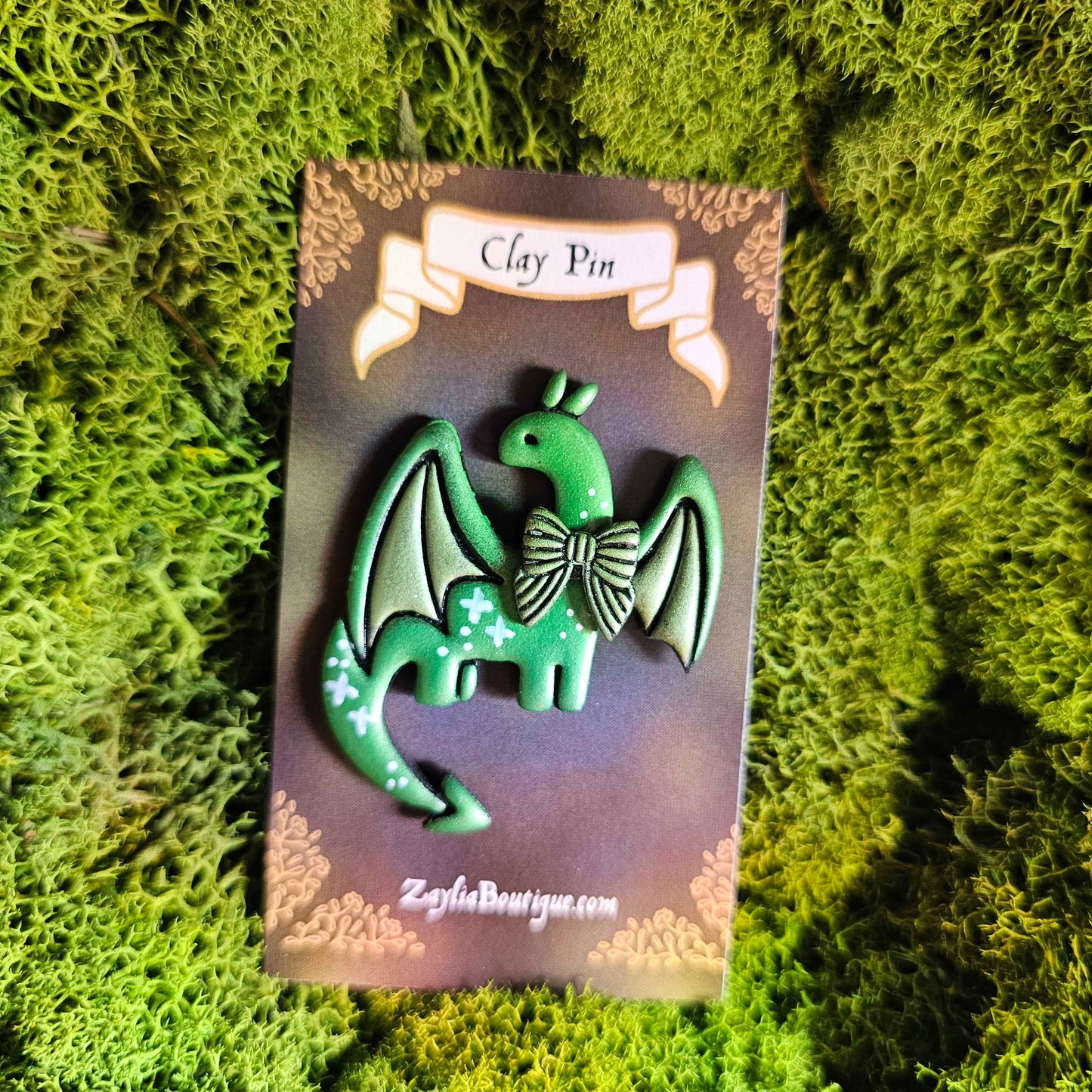 Whimsical Dragon Handmade Clay Pin