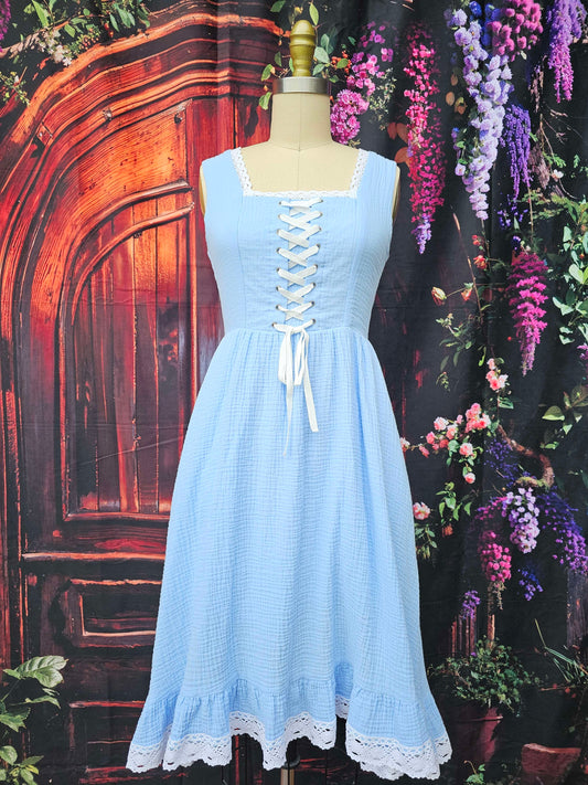 Fairy in the Woods Cottagecore Dress Blue