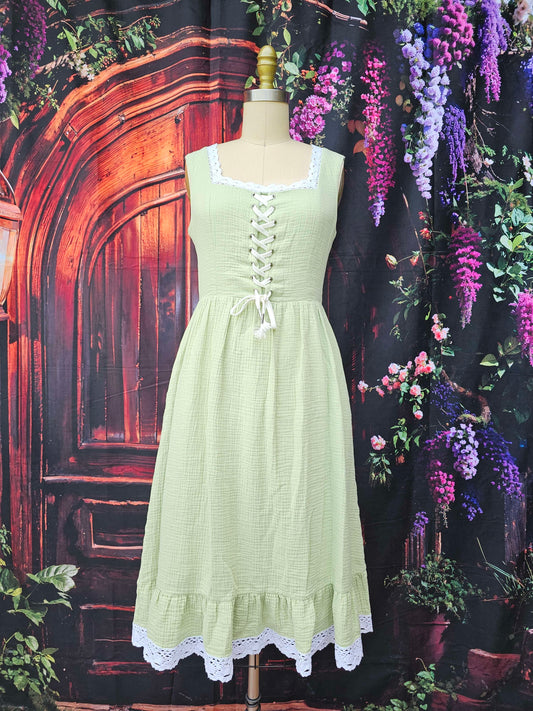 Fairy in the Woods Cottagecore Dress Green