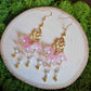 Pink Floral Vintage Handmade Beaded Earrings Limited Edition