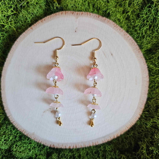 Pink Floral Dainty Handmade Beaded Earrings  Limited Edition