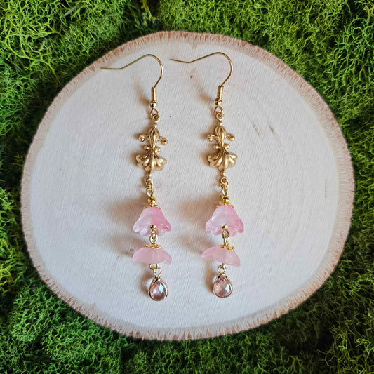 Pink Floral Vintage Beaded Earrings Limited Edition