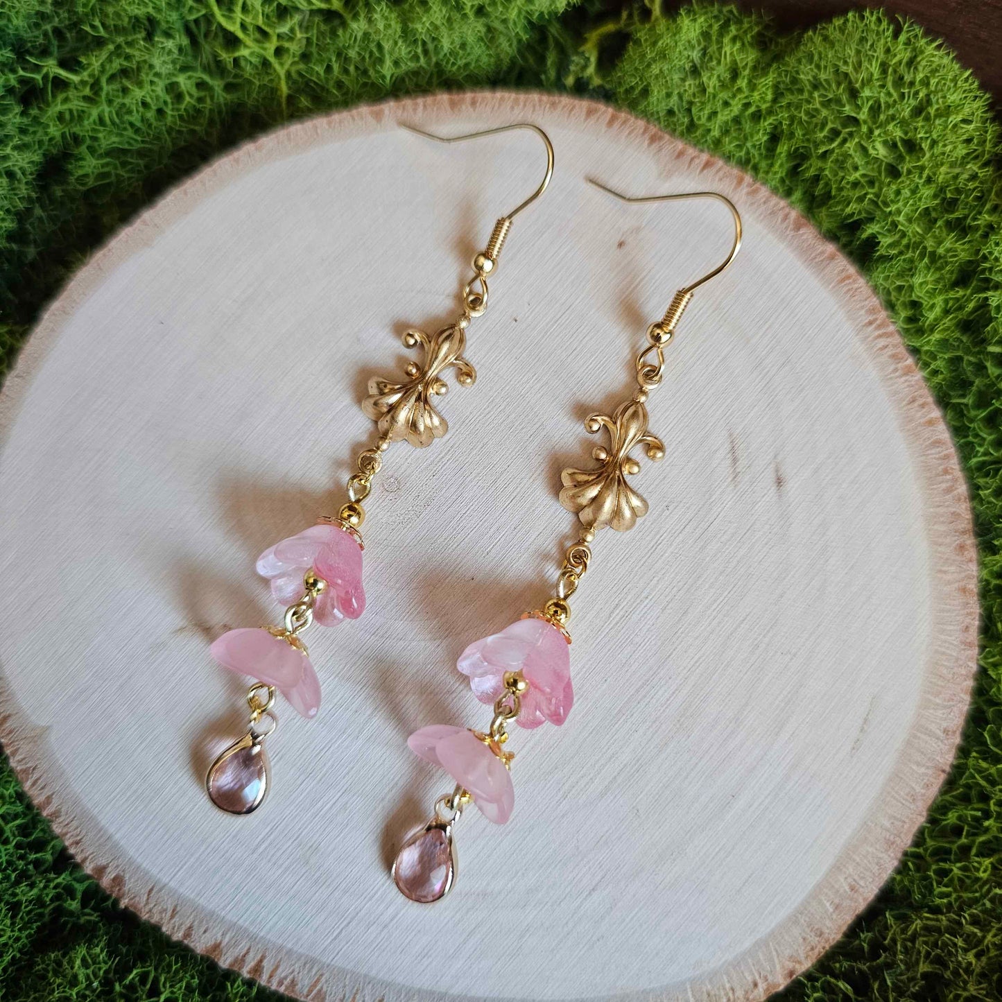 Pink Floral Vintage Beaded Earrings Limited Edition