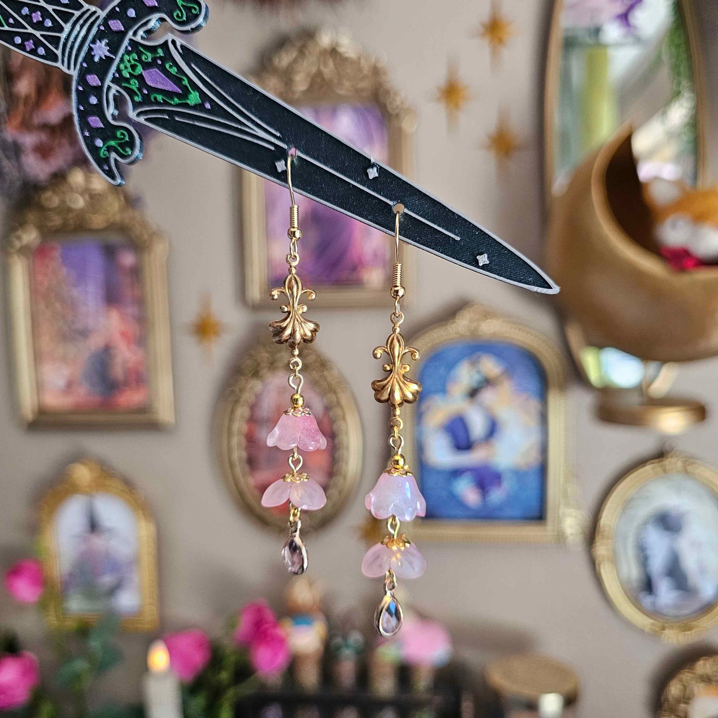 Pink Floral Vintage Beaded Earrings Limited Edition