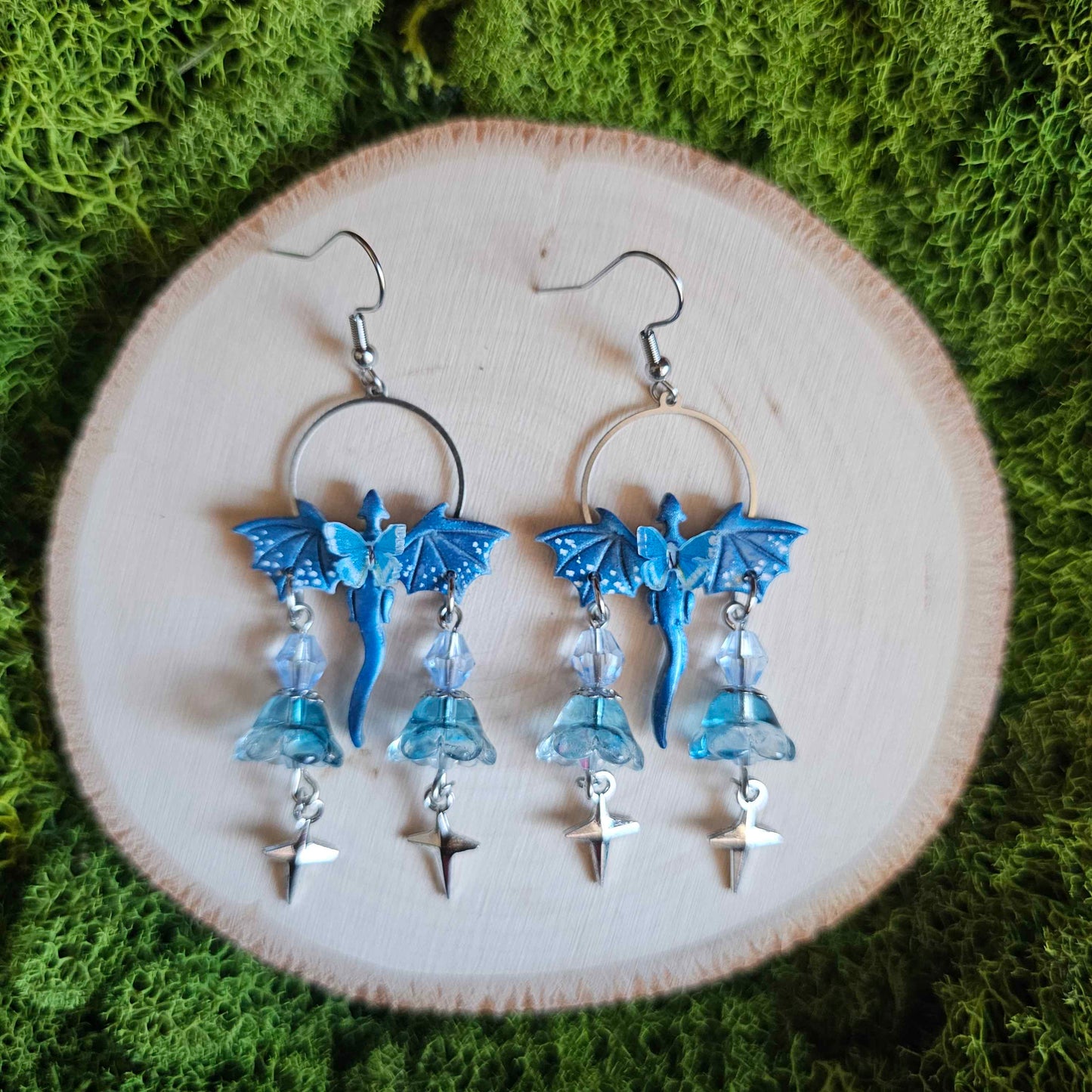 Blue Dragon Handmade Clay Beaded Earrings