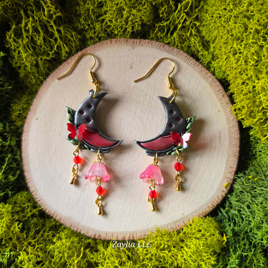Red Moon Potion Clay Earrings