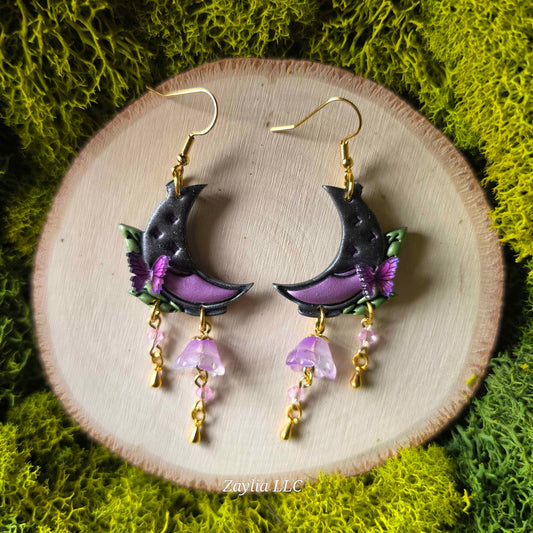 Purple Moon Potion Clay Earrings