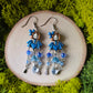 Blue Floral Girl Handmade Clay Earrings