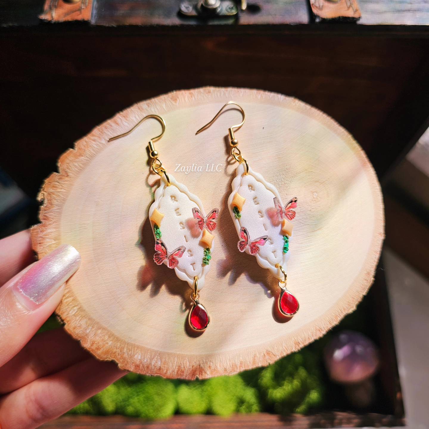 Resist, Handmade Clay Earrings