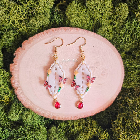 Resist, Handmade Clay Earrings