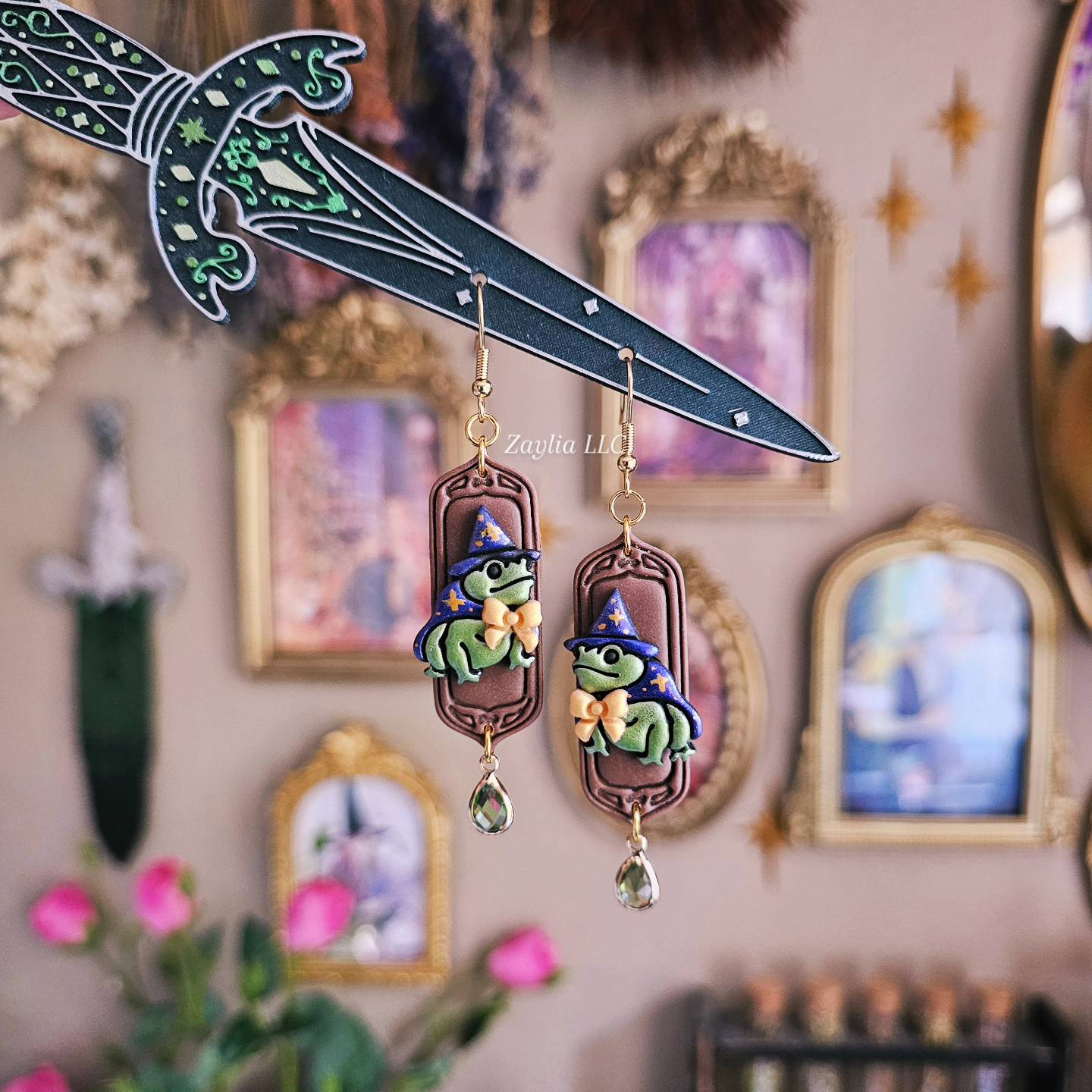 Wizard Frog Handmade Clay Earrings