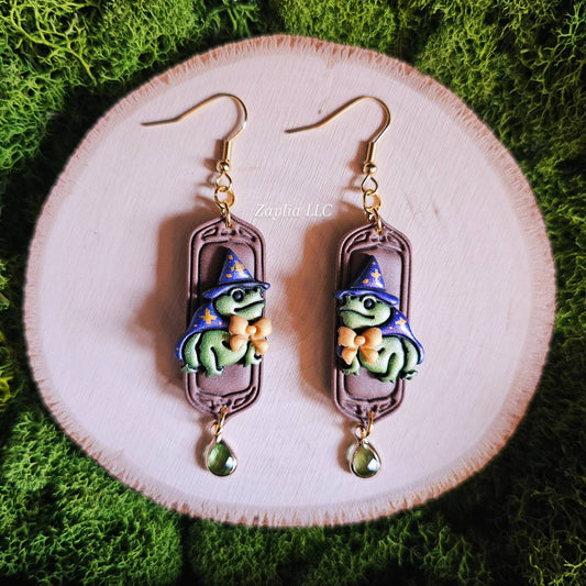 Wizard Frog Handmade Clay Earrings