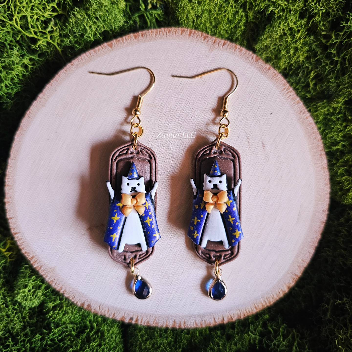 Wizard Cat Handmade Clay Earrings