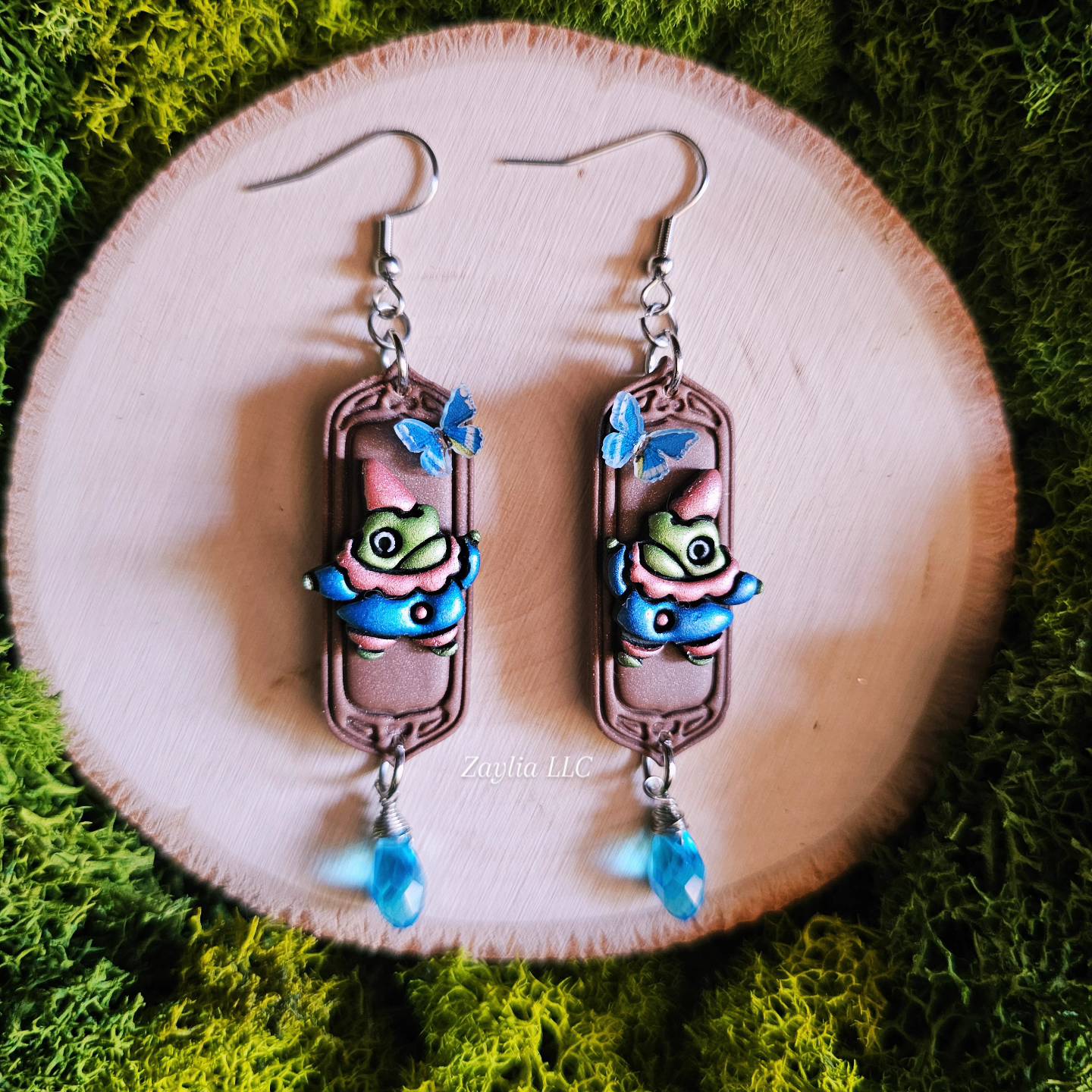 Jester Frog Handmade Clay Earrings
