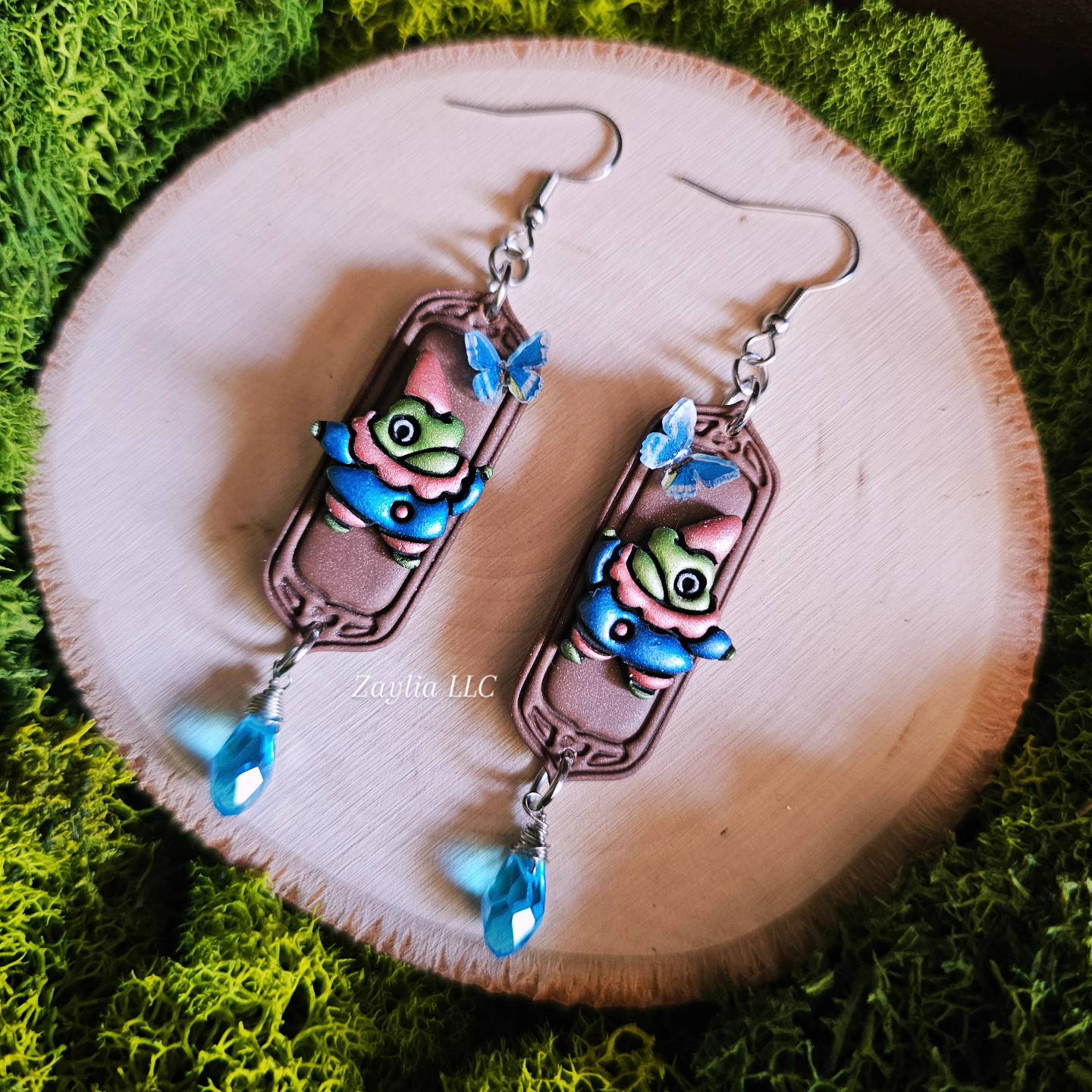 Jester Frog Handmade Clay Earrings